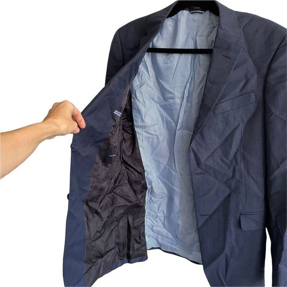TOMMY HILFIGER wool button front blazer jacket sport coat Navy Blue 38L - Picture 3 of 10